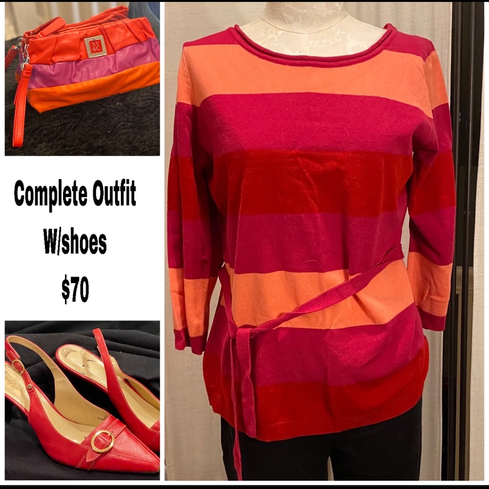 Complete NY & Company Spring Sweater & Leggings with shoes & matching purse.
